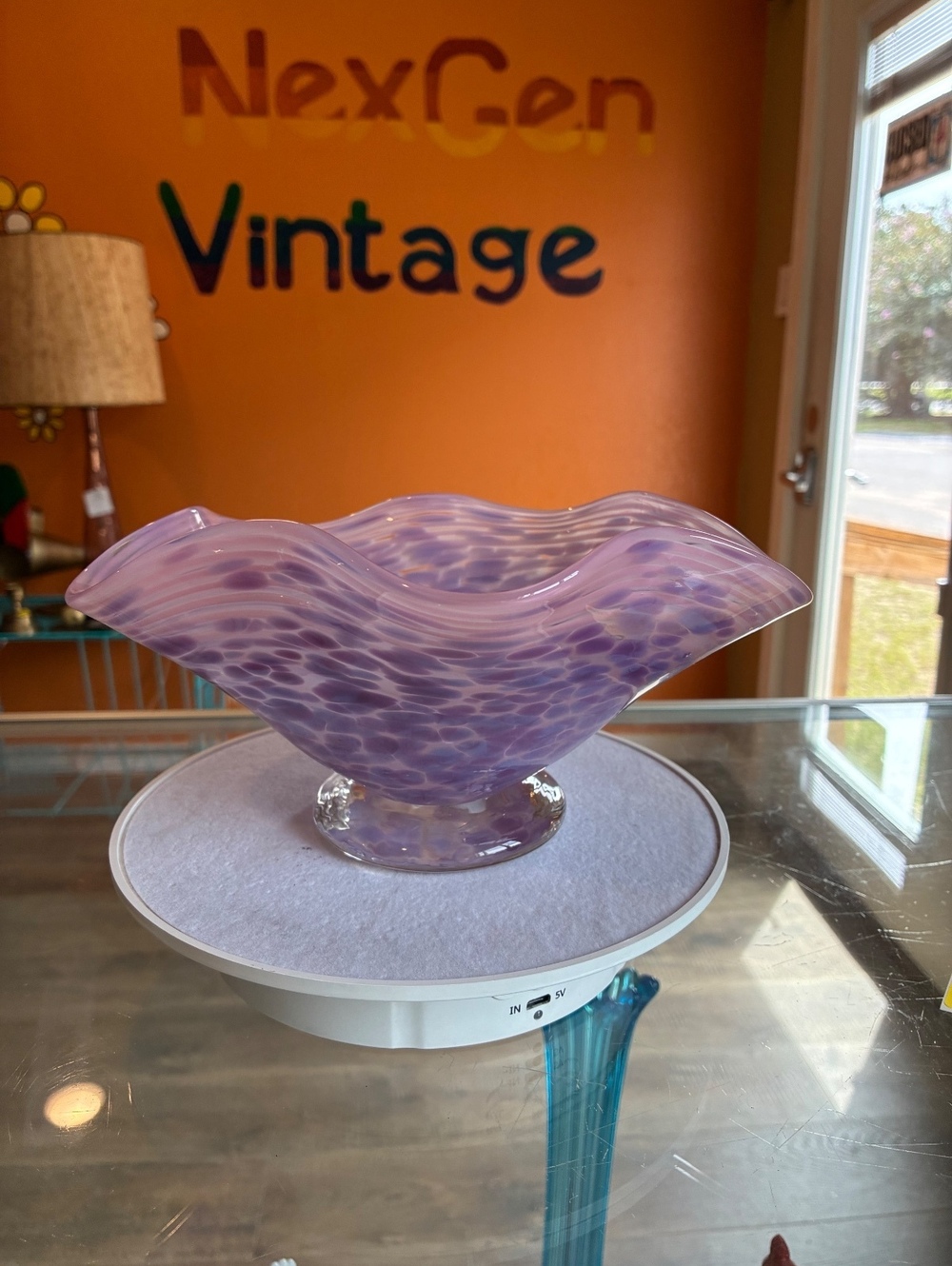 Studio Art Glass Lavender Bowl Handmade Ohio Glass Museum Artist